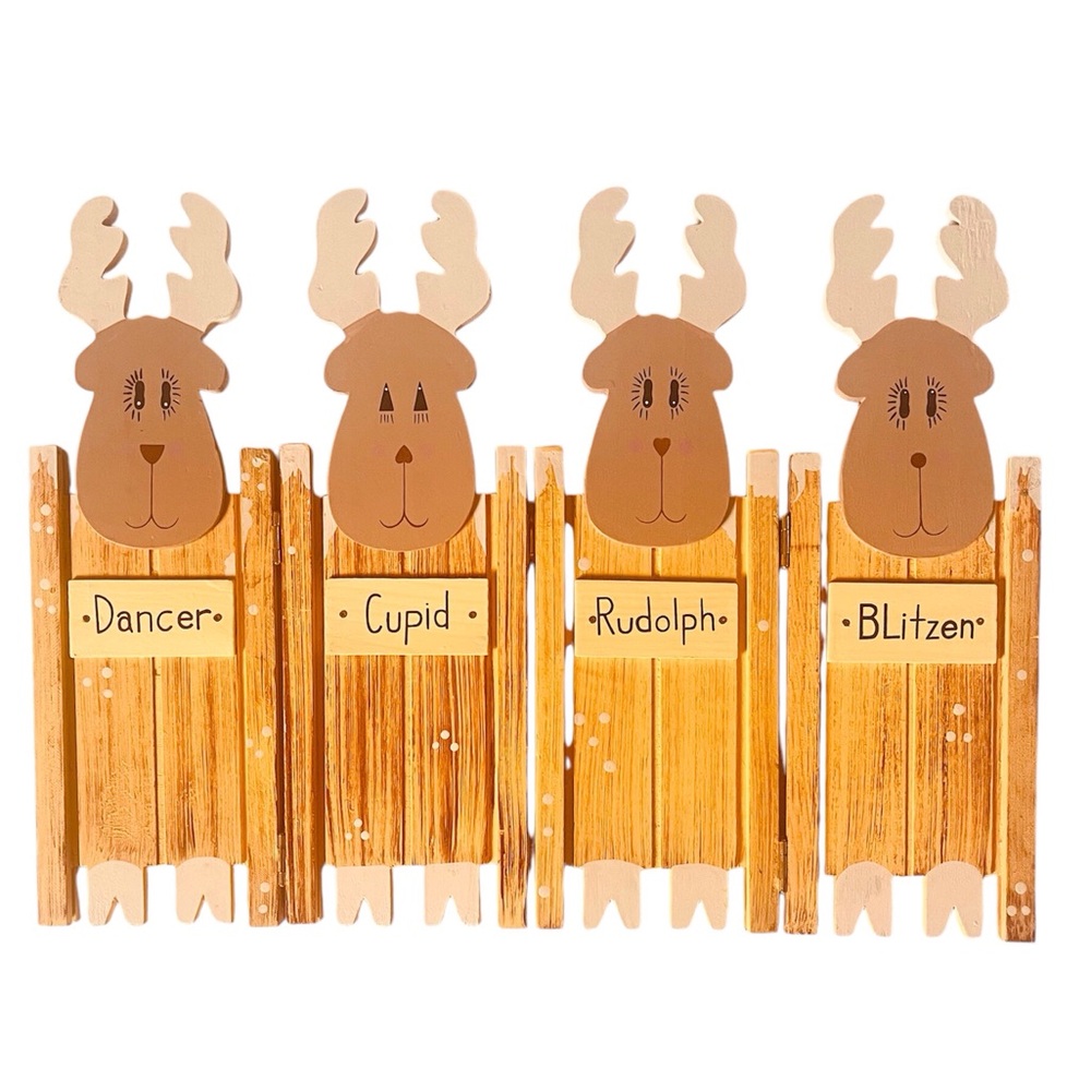 Handcrafted Reindeer Wood Decoration Accordion Stand
